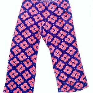 Vineyard Vines Women’s Navy & Coral Patio Pants Wide Leg Boho Shells sz L